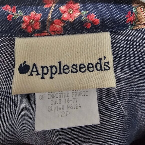 Vintage Appleseed's Blue Pink Floral Boho Cottagecore Retro Trucker Jacket 12P - Picture 10 of 12